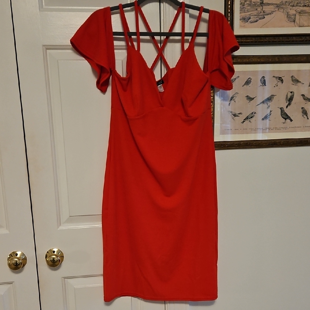 VENUS Red Off Shoulder Strappy Dress Large